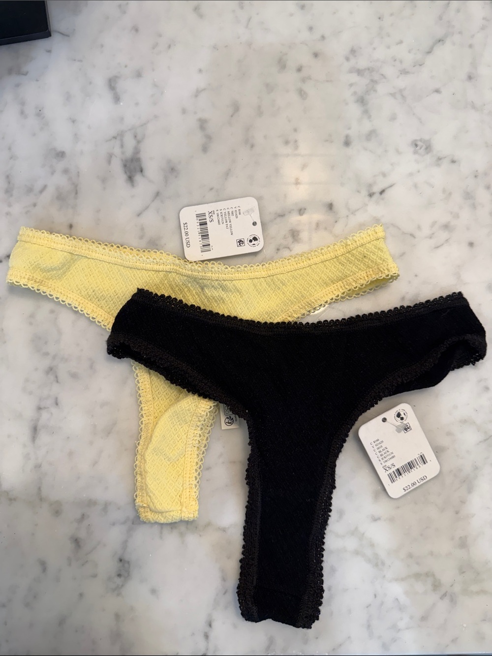 Free People Intimates - Yellow & Black Thongs